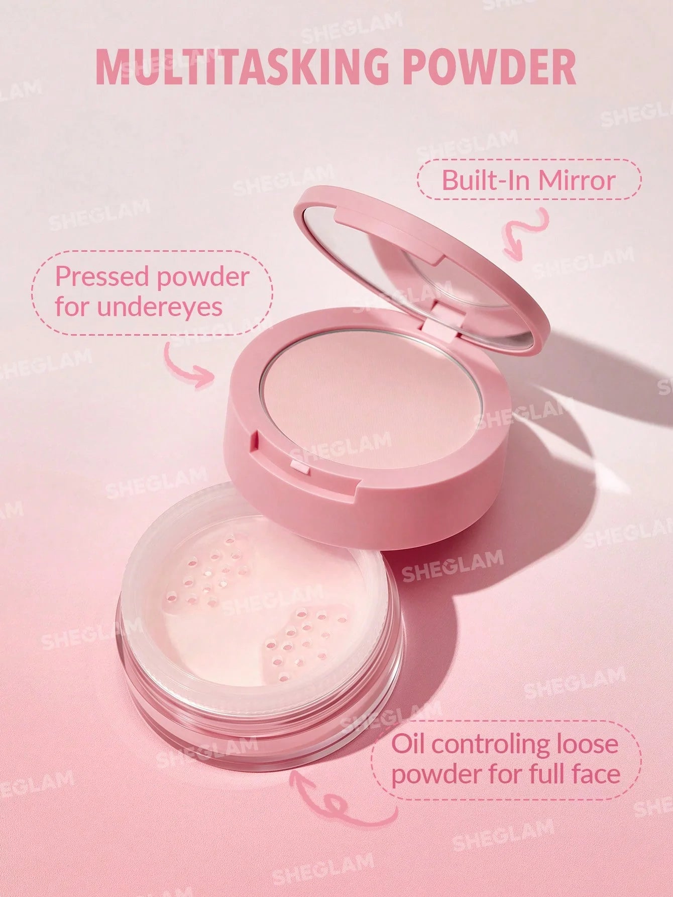 Sheglam INSTA-READY FACE &amp; UNDER EYE SETTING POWDER DUO-BUBBLEGUM