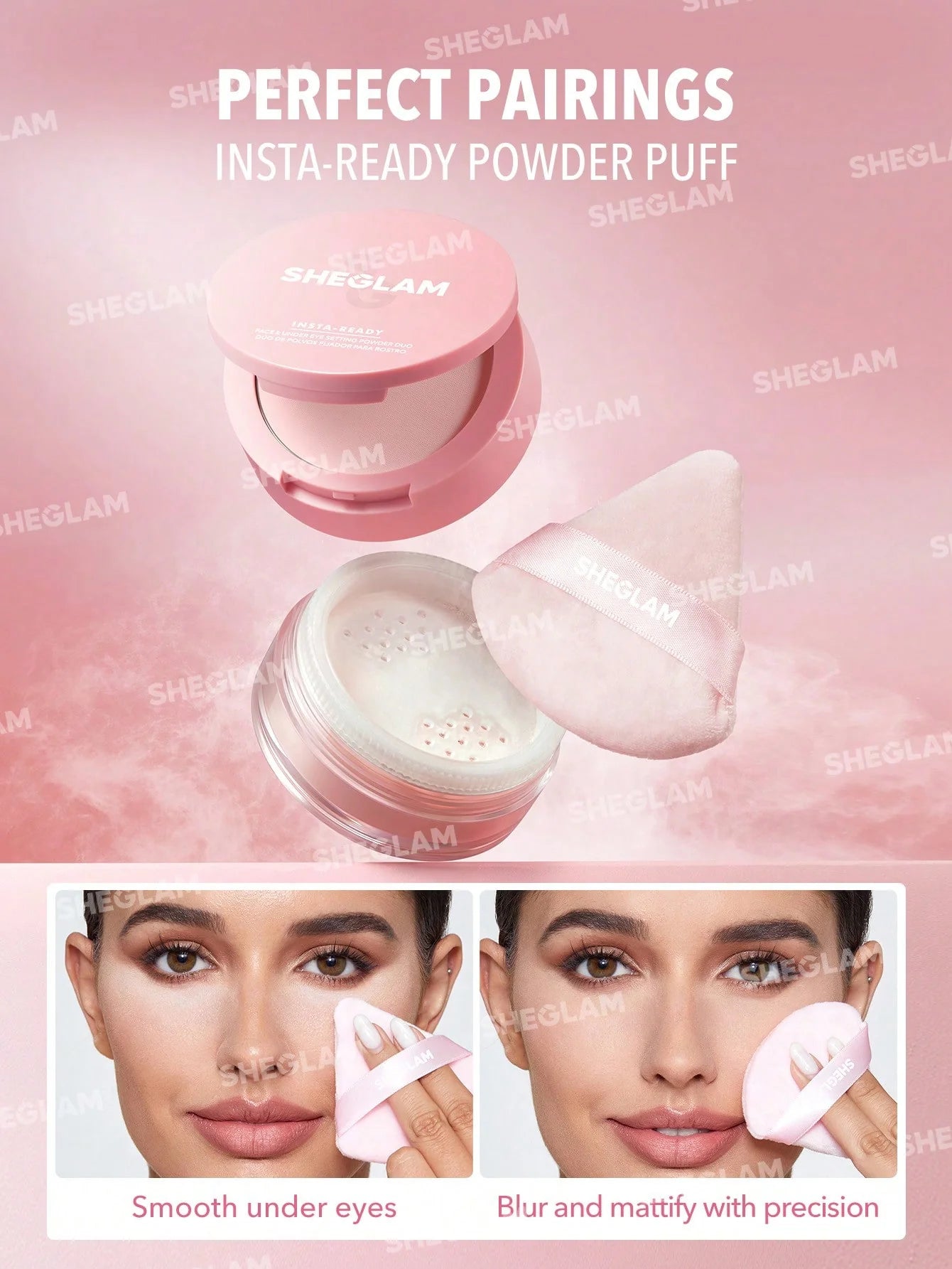 Sheglam INSTA-READY FACE &amp; UNDER EYE SETTING POWDER DUO-BUBBLEGUM